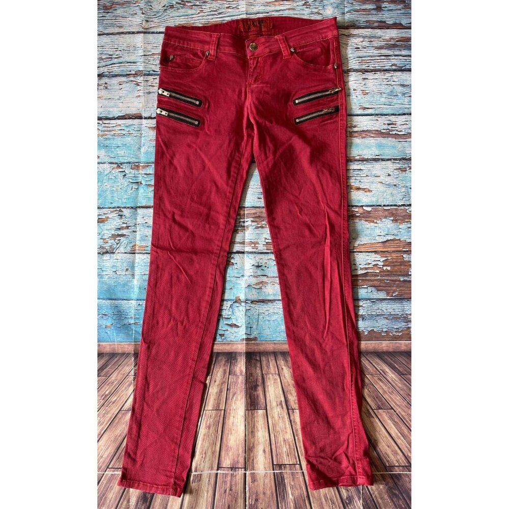 TRIPP NYC Pants WOMENS Size 3 Skinny Red Zipper Pockets Goth Punk - Picture 2 of 7